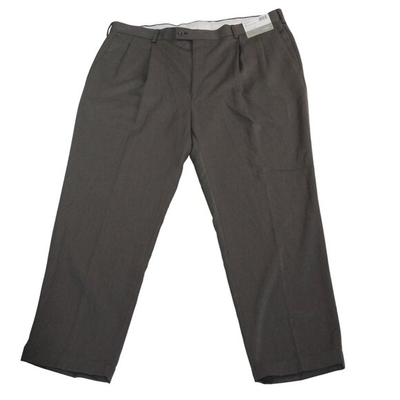 NWT Louis Raphael Mens Sz 42 Tailored Pleated Brown Dress Pants Office Wedding - Picture 1 of 14